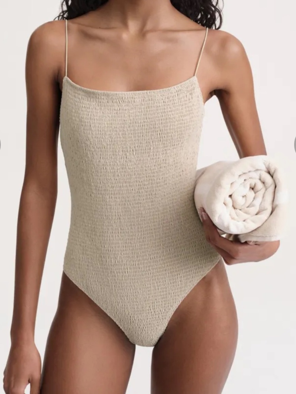 TOTEME SMOCKED SWIMSUIT
OVERCAST BEIGE L